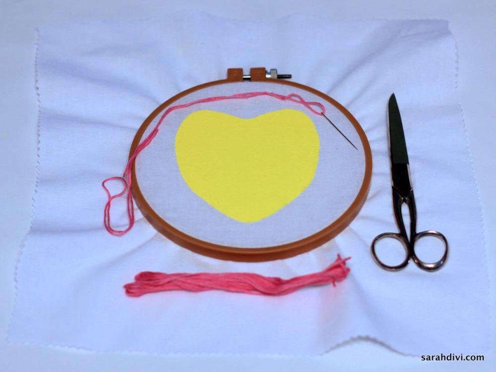 Conversation Heart Embroidered Art | Valentine's Day Tutorial | sarahdivi.com
